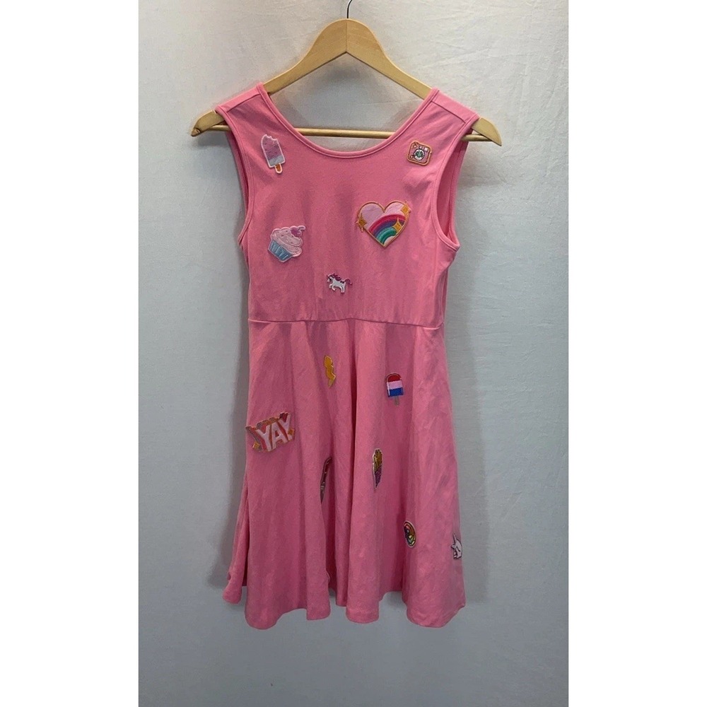 Lola And The Boys Tank Dress "All about the patch" sleeveless Pink size 10
